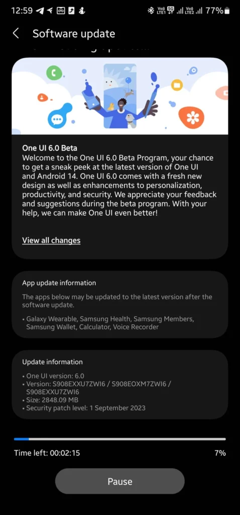 Samsung Galaxy S22 Ultra One Ui 6 Beta 1 Update Release Changelog